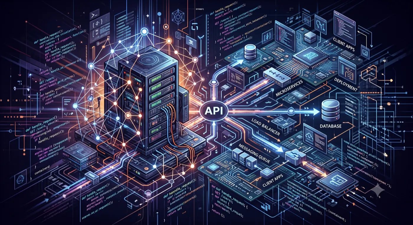 API microservices and messaging queue architecture diagram